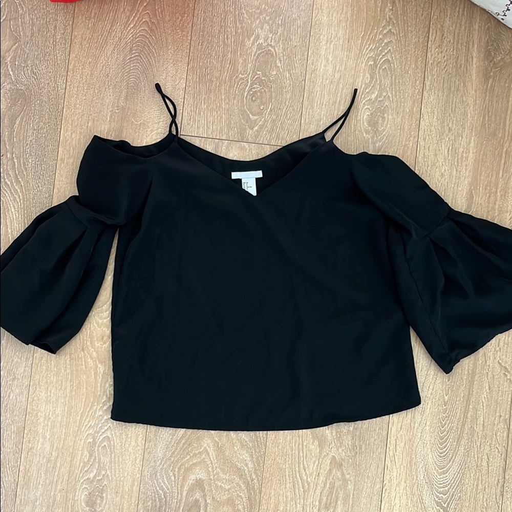 H&M Elegant Black Women's Cold Shoulder Top